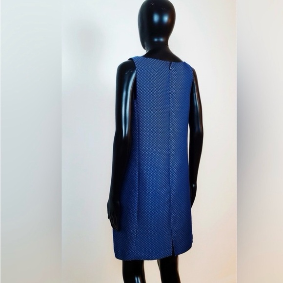 Club Monaco Diamond 3D Print Monogram  Jacquard Shift Dress Dark Blue - Picture 4 of 7